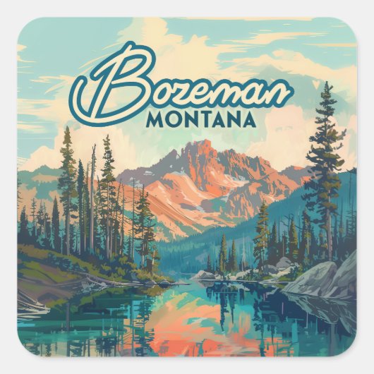 Bozeman Montana Rocky Mountains Vintage Vierkante Sticker (Voorkant)