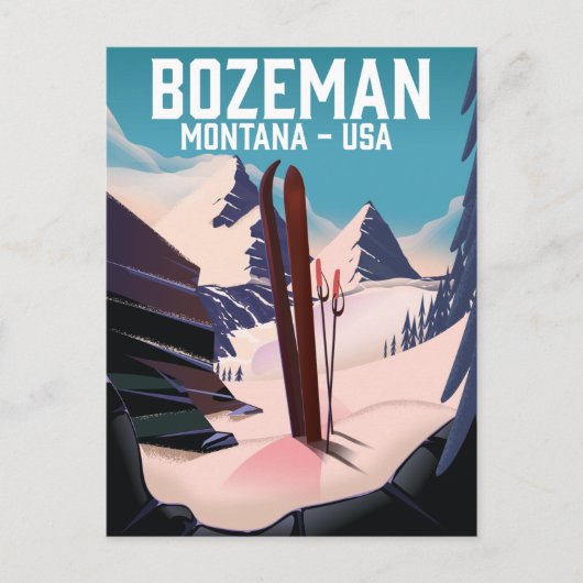 Bozeman Montana ski-poster Briefkaart (Voorkant)