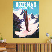 Bozeman Montana ski-poster Canvas Afdruk (Insitu (Woonkamer))