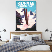 Bozeman Montana ski-poster Canvas Afdruk (Insitu (Slaapkamer))