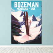 Bozeman Montana ski-poster Canvas Afdruk (Insitu (Houten vloer))