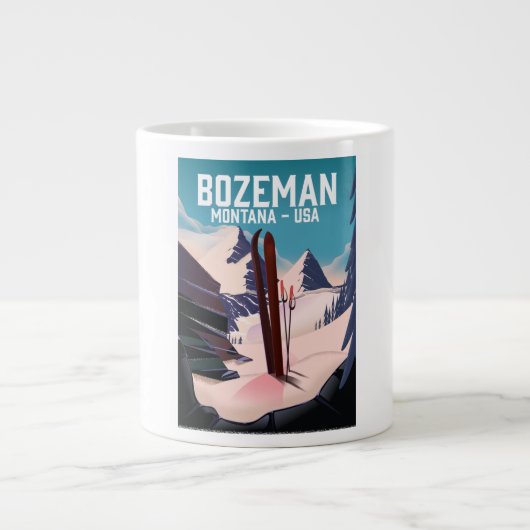 Bozeman Montana ski-poster Grote Koffiekop (Voorkant)