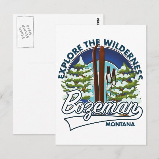 Bozeman Montana ski poster logo Briefkaart (Voorkant / Achterkant)