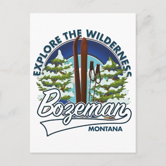 Bozeman Montana ski poster logo Briefkaart (Voorkant)