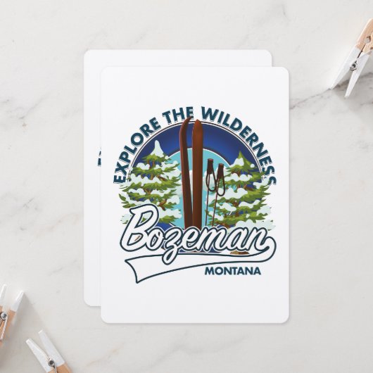 Bozeman Montana ski-posterlogo (Voorkant / Achterkant in situ)