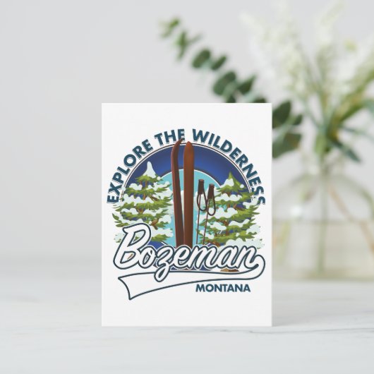 Bozeman Montana ski-posterlogo Briefkaart (Staand voorkant)