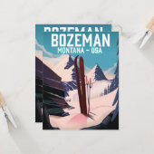 Bozeman Montana skiposter Kaart (Voorkant / Achterkant in situ)