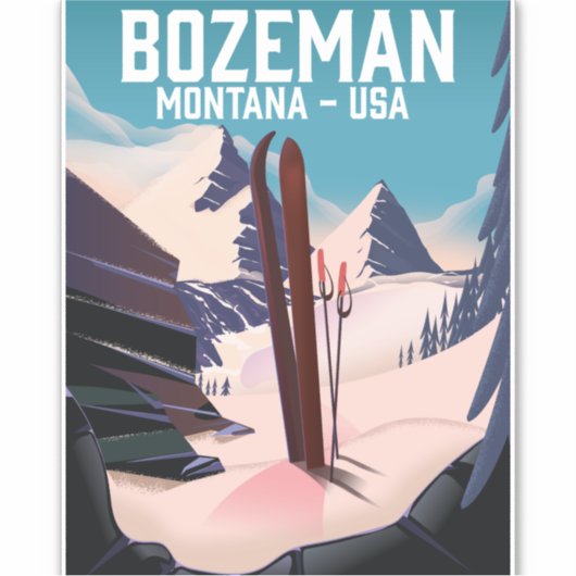 Bozeman Montana skiposter Sticker (Voorkant)
