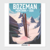 Bozeman Montana skiposter Sticker (Vel)
