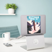 Bozeman Montana skiposter Sticker (Laptop op bureau)