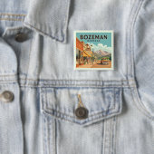 Bozeman Montana Vierkante Button 5,1 Cm (In situ)