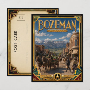 Bozeman Montana Vintage Art Deco Gouden Tijdperk Briefkaart