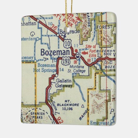 Bozeman MT  kaart Keramisch Ornament (Links)