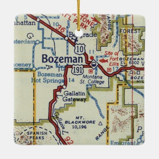 Bozeman MT  kaart Keramisch Ornament (Achterkant)
