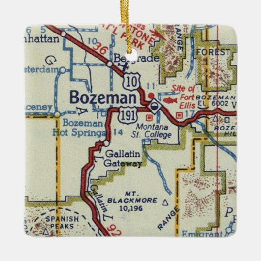 Bozeman MT  kaart Keramisch Ornament (Voorkant)