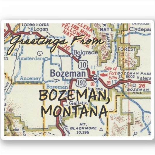 Bozeman MT  kaart Sticker (Voorkant)