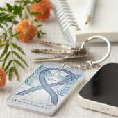 BPD Angel Grey Awareness Ribbon Sleutelhanger (Voorkant Rechts)