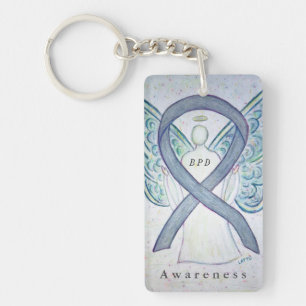 BPD Angel Grey Awareness Ribbon Sleutelhanger