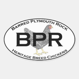 BPR - Barred Plymouth Rock Heritage Ras Kippen Ovale Sticker