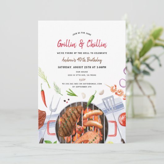 BQ Achtertuin geboortedag van Grill & Chill Kaart (Staand voorkant)