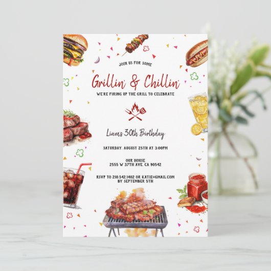 BQ Achtertuin geboortedag van Grill & Chill Kaart (Staand voorkant)