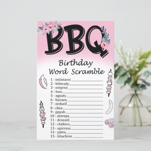 BQ Birthday Word Scramble Game (Staand voorkant)
