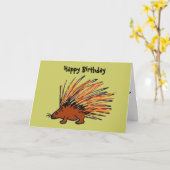 BQ- Funny Porcupine Verjaardag Kaart (Gele Bloem)