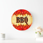 BQ schoppen met rode lames wandklok (Huis)