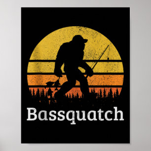 Bquatch Grappige B Vissen Sasquatch Bigfoot Vintag Poster