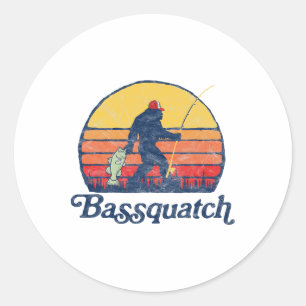 Bquatch! Grappige Bigfoot Vissen Buiten Retro 1  Ronde Sticker
