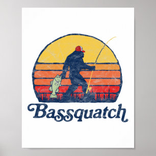 Bquatch! Grappige Bigfoot Vissen Outdoor Retro 1 Poster