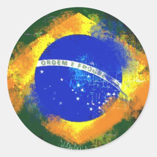BR Brasil braziliaanse vlag Ronde Sticker (Voorkant)