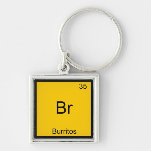 Br - Burrito's Chemie Elementsymbool Grappig Sleutelhanger (Voorkant)