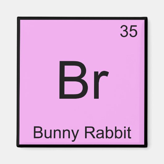 Br - Konijn Konijn Grappig Chemie Elementsymbool T Magneet (Voorkant)
