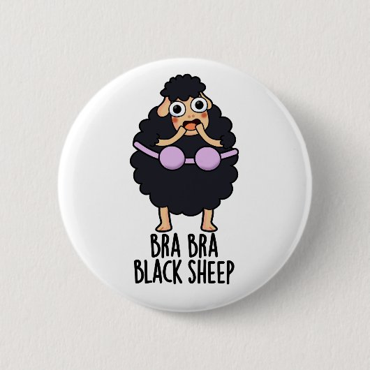 Bra-bra Zwarte Schaap Grappige Dieren Punt  Ronde Button 5,7 Cm (Voorkant)