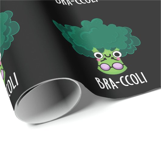 Bra-ccoli Funny Veggie Broccoli Bra Pun Dark BG Cadeaupapier (Rol Hoek)