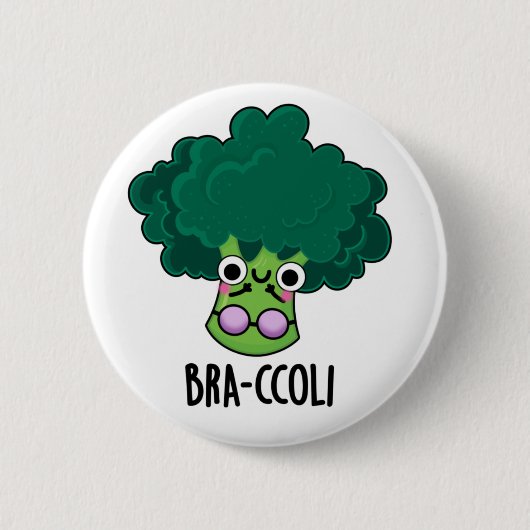 Bra-ccoli Funny Veggie Broccoli Bra Pun Ronde Button 5,7 Cm (Voorkant)
