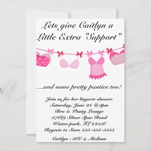 Bra & Panty Lingerie Shower Invitation Kaart (Voorkant)