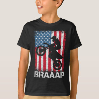 Braaap Vintage Usa Amerikaanse Vlag T-shirt Motocr