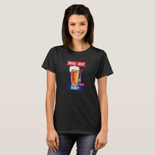 Braai Beer Rugby Zuid-Afrika T-shirt (Voorkant volledig)