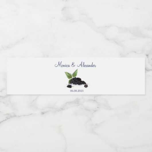 Braambere Braambessen Vruchten Zomer Bruiloft Waterfles Etiket (Enkel label)