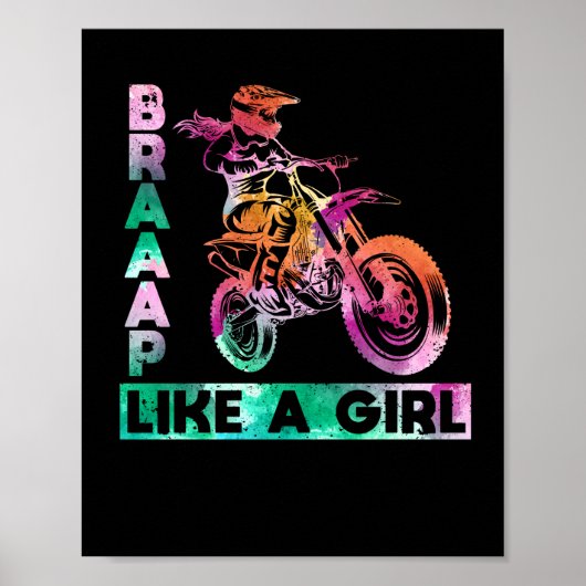 Braap als een meisje met een grappige motorfiets poster (Voorkant)