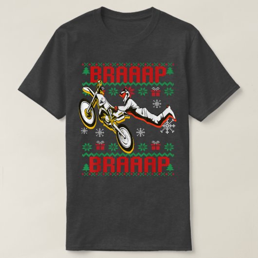 BRAAP Through The Snow Ugly Christmas Motocross Di T-shirt (Design voorkant)
