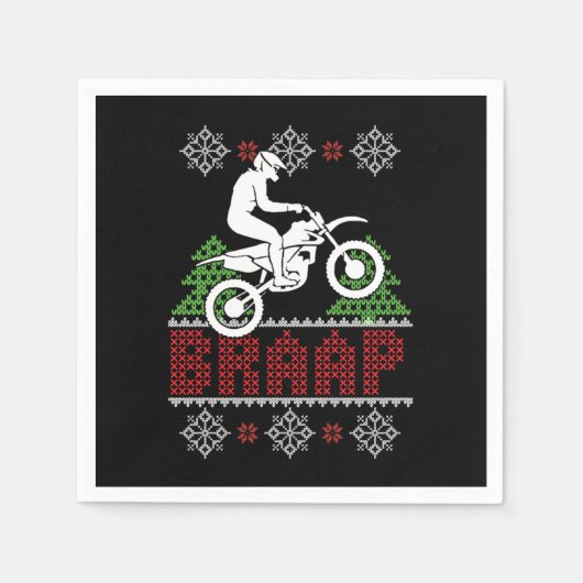 Braap Ugly kerstmotorcross-motorfiets Xmas Gif Servet (Voorkant)