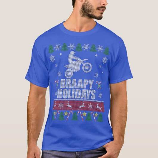 Braapy Feestdagen Motocross voor Kerstmis T-shirt (Voorkant)