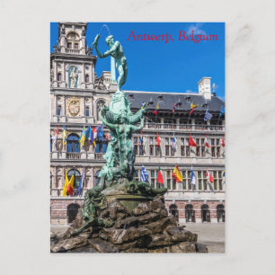Brabo's monument en Stadhuis Antwerpen Briefkaart