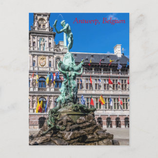 Brabo's monument en Stadhuis Antwerpen Briefkaart