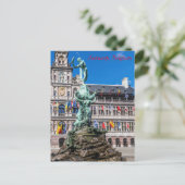 Brabo's monument en Stadhuis Antwerpen Briefkaart (Staand voorkant)