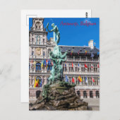 Brabo's monument en Stadhuis Antwerpen Briefkaart (Voorkant / Achterkant)