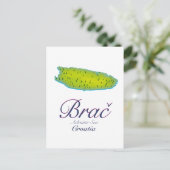 Brač Adriatic Zee, kaart Kroatië (Staand voorkant)